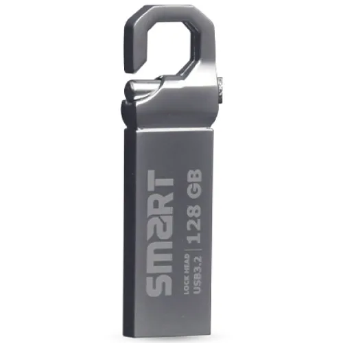 SMART Lock Head 128GB Metal Body USB 3.2 Silver Flash Drive